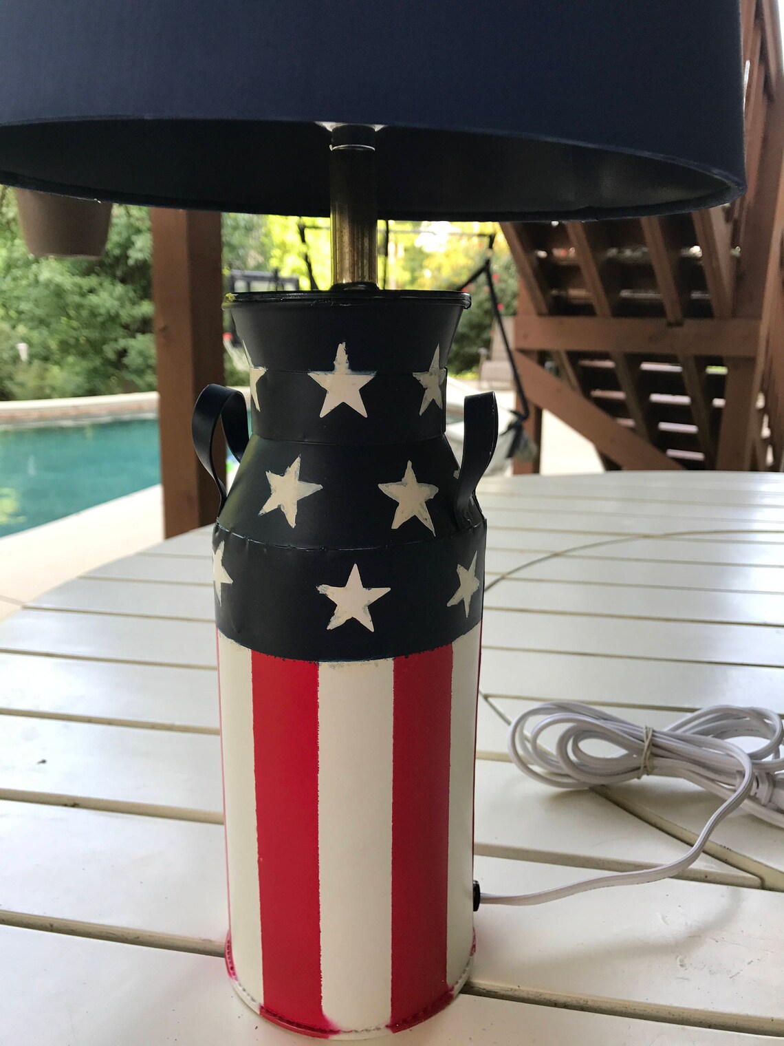 American Flag Milk Jug Lamp Etsy