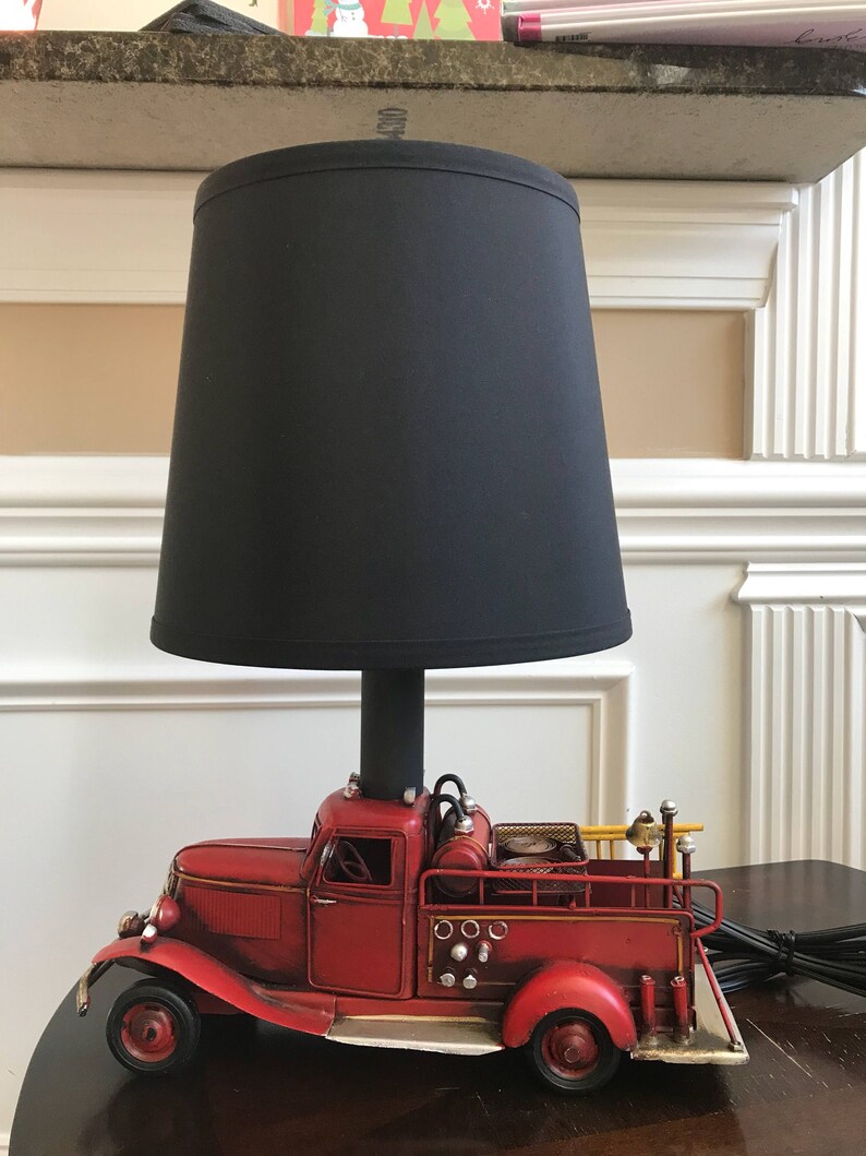 Red Fire Truck Lamp Without Lampshade