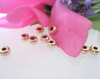 GZ58 -- 1 real gold intermediate element 585 yellow gold rondelle 4 mm