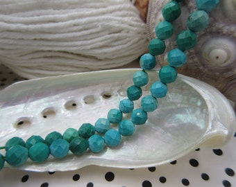 Turquoise faceted 5 mm - length 40 cm AAA gemstones