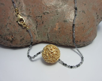 Chain rutile quartz with 925 silver wire ball