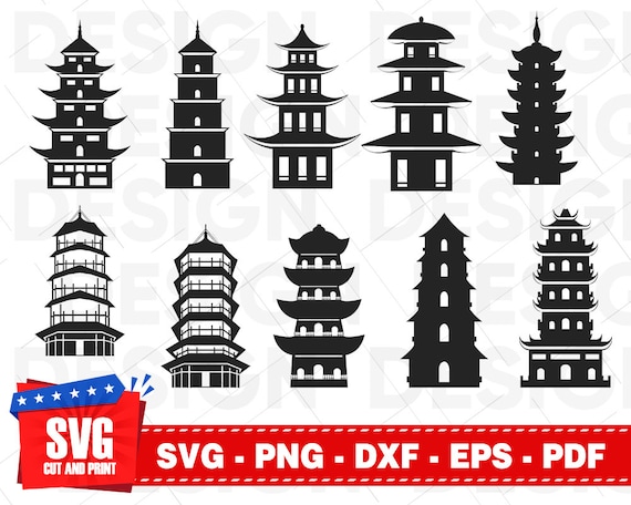 10 Pagoda Silhouette Pagoda Clipart Pagoda Svg Pagoda Cut - Etsy Finland