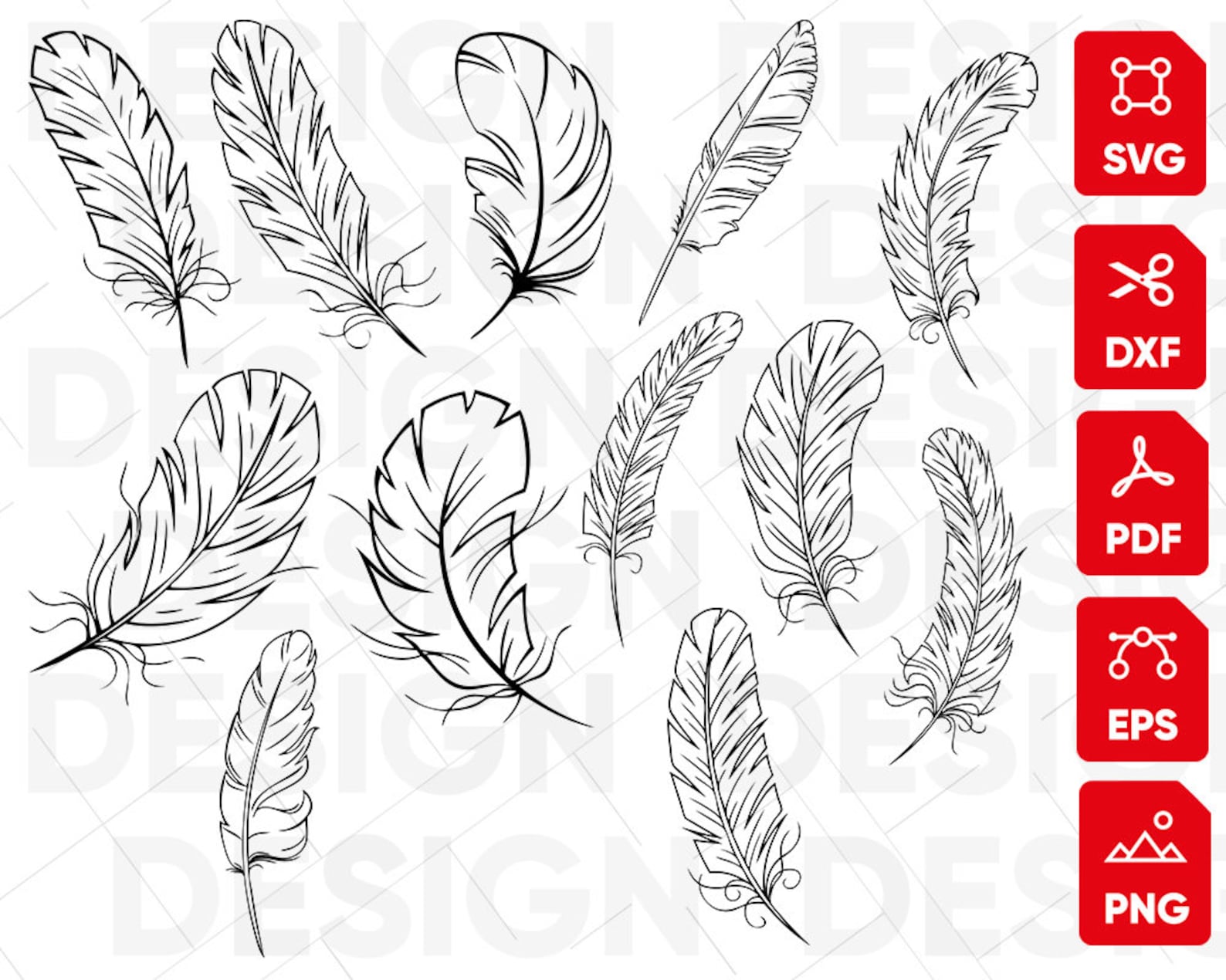 12 Feather Svg Bundle Feathers Svg Boho Feathers Svg - Etsy