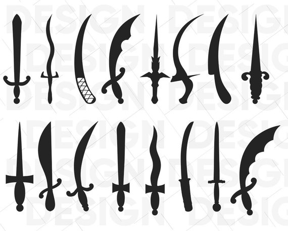 Sword Svg Bundle Weapon Svg Blades Svg Dagger Warrior Etsy