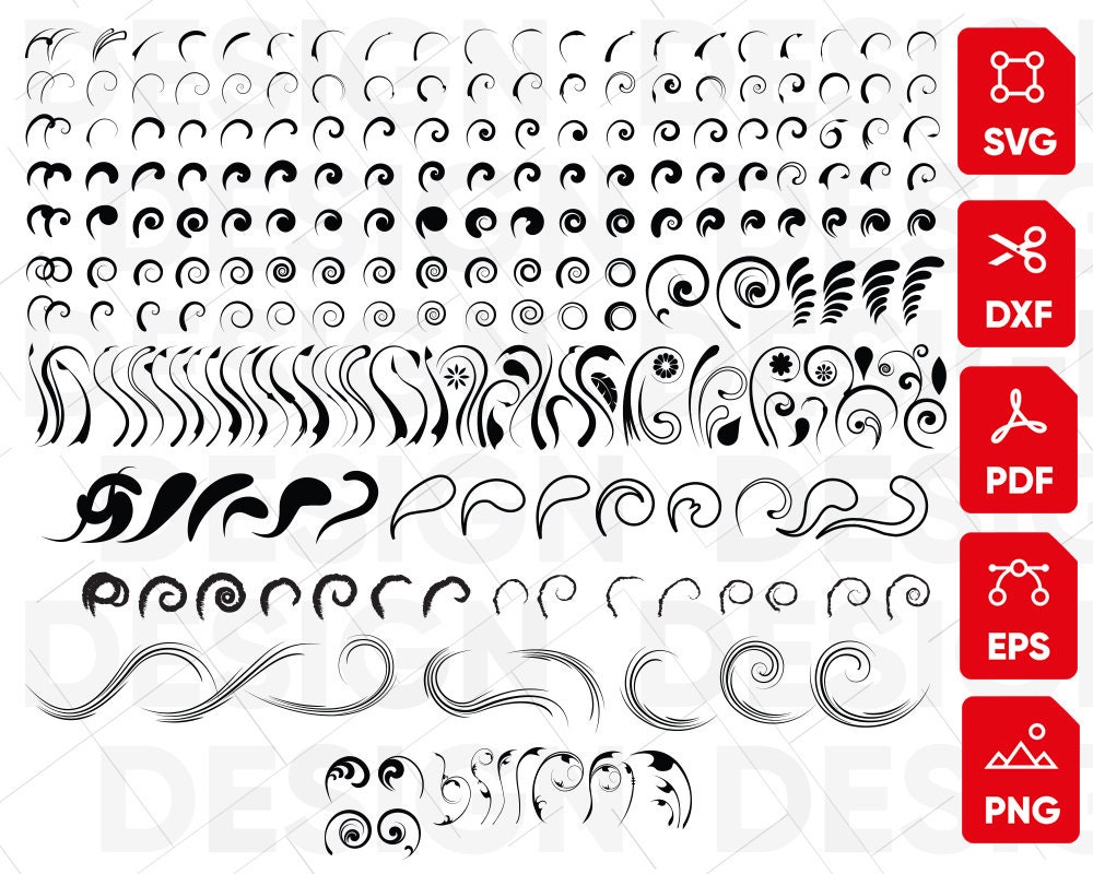 Download Swirl Svg Flourish Svg Border Svg Doodle Svg Swoosh Svg Etsy