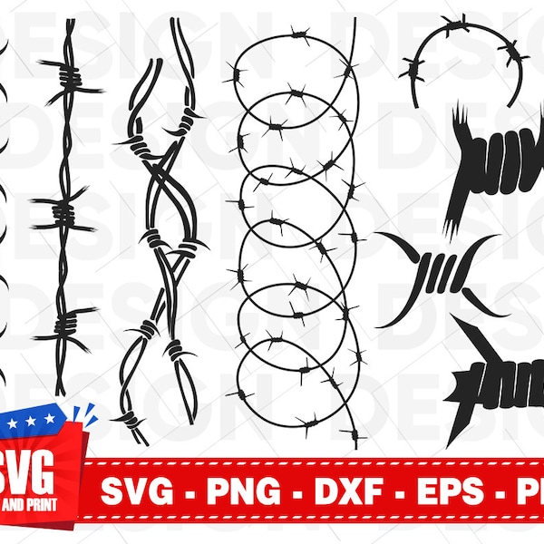 8 Barbed Wire svg, prison svg, barbed wire clipart cricut, fence svg, border svg, cable svg, bobbed wire svg, barbed wire frame silhouette