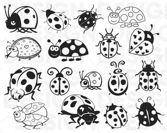 17 Ladybug svg, lady bug svg, beetle svg, ladybug clipart, ladybug dxf, ladybug silhouette, ladybug cricut clipart, insect svg files cricut