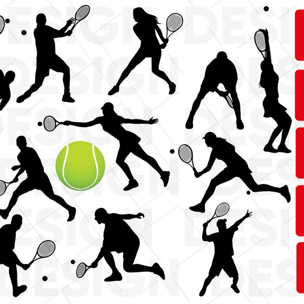 12 Tennis Svg Bundle, Tennis Silhouettes Svg, Tennis Monogram, Tennis Players Silhouette, Tennis Clipart, dxf, png, eps, pdf, svg