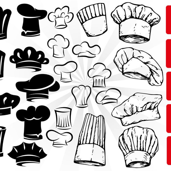 24 Chef hat svg, kitchen svg, chef svg bundle, chef hat clipart, cooking svg, cook svg, chef logo silhouette, hat cut files, restaurant svg