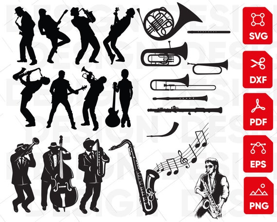 Jazz Svg Music Svg Saxophone Svg Jazz Silhouette Music Etsy