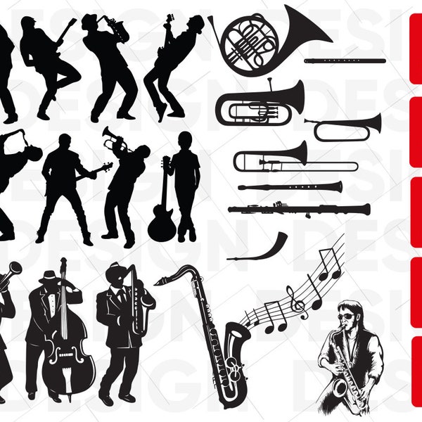 21 Jazz svg, Music svg, saxophone svg, jazz silhouette, illustration musicale, musicien rock, musiciant svg, fichier coupé musique, stensil, clipart,