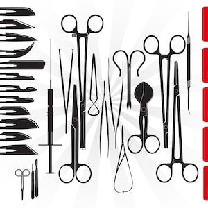31 Medical tools svg bundle, scalpel dxf, doctor svg, nurse svg, surgeon svg, clipart, svg files for cricut, stencil, silhouette, monogram