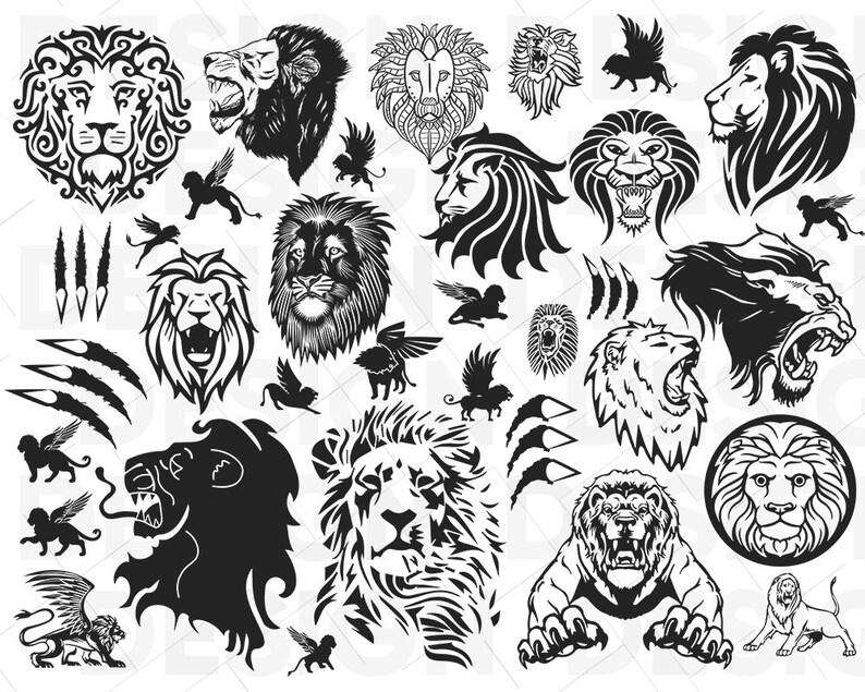 Lion head svg lions bundle dxf lion king svg lion pride | Etsy