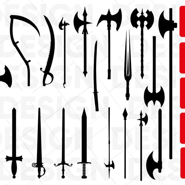 20 Weapon svg, sword svg, knife svg, hatchet svg, dagger svg, weapons silhouette, fork svg, spear svg, handgun svg, axe svg, png, eps,vector