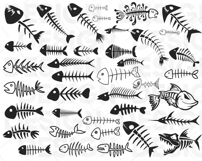 Download Fish Bone svg byndle fish skeleton svg dead fish svg Fish ...