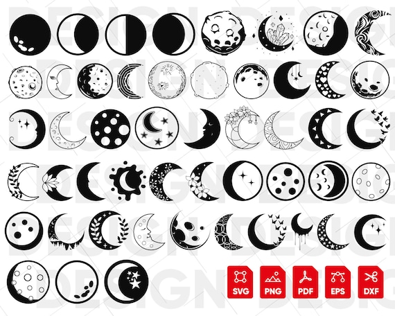 50 Moon SVG, Moon Silhouette, Moon Vector, Moon Cricut, Moon Vector, Moon  Clipart, Moon Png, Crescent Moon Svg, Moon Phase Svg, Moon Bundle