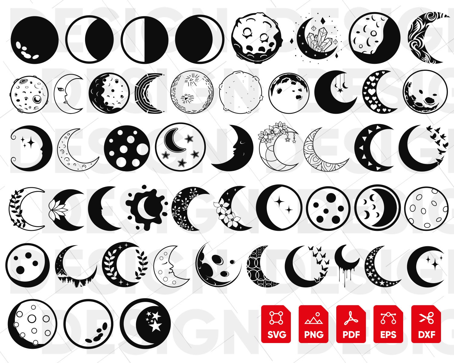 50 Moon SVG, Moon Silhouette, Moon Vector, Moon Cricut, Moon Vector, Moon  Clipart, Moon Png, Crescent Moon Svg, Moon Phase Svg, Moon Bundle