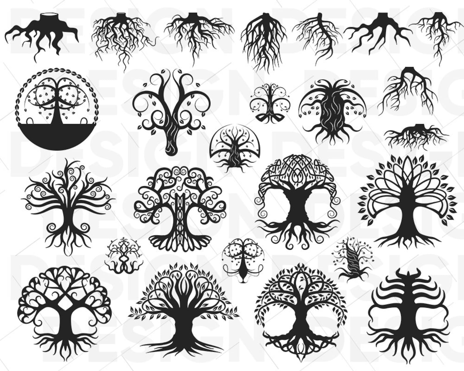 25 Roots Tree Svg, Family Tree Svg, Tree With Roots Svg, Clipart, Decal ...