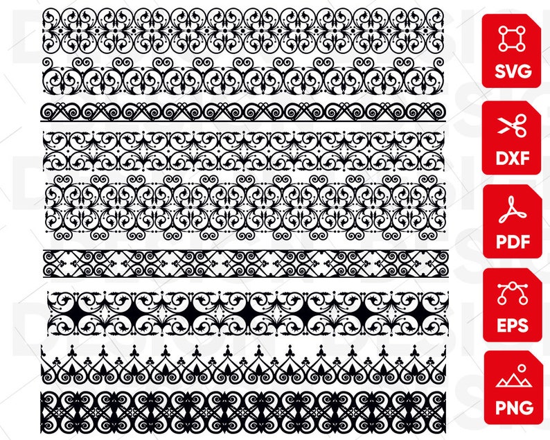 9 Border Svg Bundle Floral Svg Swirl Svg Floral Border Svg - Etsy