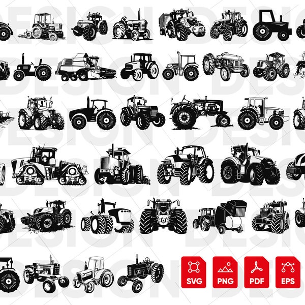 45 Tractors SVG Bundle, Tractors Silhouette svg, Tractors vector, Tractors png, Tractors images, Tractors clipart, Tractors cricut svg