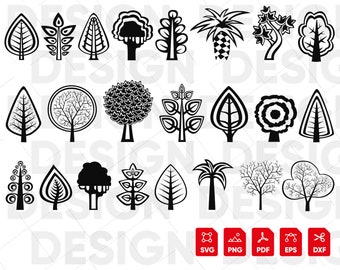 25 Tree Silhouettes SVG Bundle, Tree Silhouettes Silhouette svg, Tree png, Tree vector, Tree cricut, Tree ornament svg, Tree png