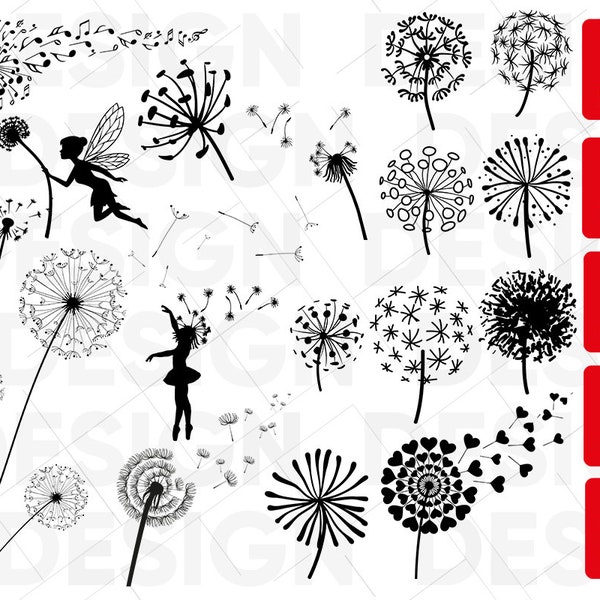 Dandelion svg Bundle cut files, flower cricut files, summer silhouette, floral svg, Dandelion clipart files, svg, dxf, eps, vinyl iron on