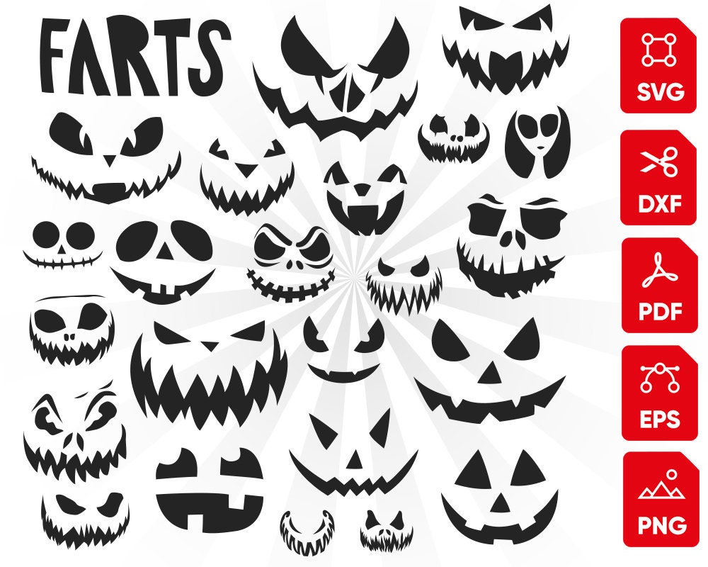 Pochoir Visage Citrouille Halloween Imprimer 24 Paquet de citrouille svg pochoir de citrouille halloween - Etsy France