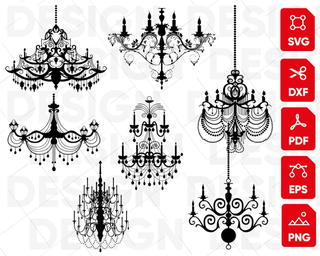 7 Chandelier Svg Bundle Hanging Chandelier Svg Png Dxf Etsy