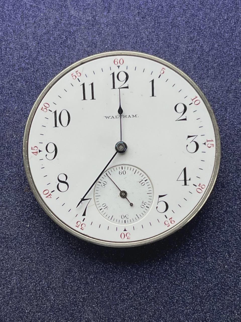 Mouvement De Montre De Poche Waltham 28 - Pour Réparation Ou Pièces - Balancier Cassé - Occasion - Horlogerie Ancienne