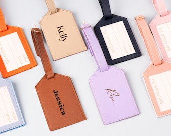 Monogrammed Vegan Leather Luggage Tag: Personalized Travel Gift