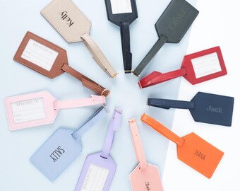 Personalized Vegan Leather Luggage Tag: Handmade Travel Gift