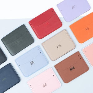 Cartera de piel vegana personalizada hecha a mano para tarjetas y documentos de identidad