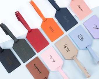 Personalized Vegan Leather Luggage Tag: Handmade Travel Gift