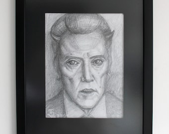 Pencil drawing Christopher, Wall art Portrait drawing Black and white Picture Modern On the shelf Fantasy Portrait Devil