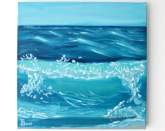 Oil painting "Sea", Tetiana Bogdanova, small painting, sea waves, Ukrainian artist, Kyiv, Ukraine