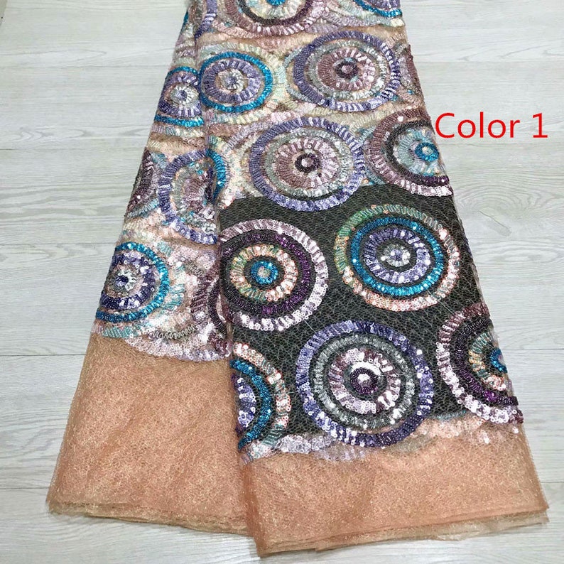 tulle lace fabric for wedding dress 2019 fashion design high quality sequins lace fabric 5 yardslot