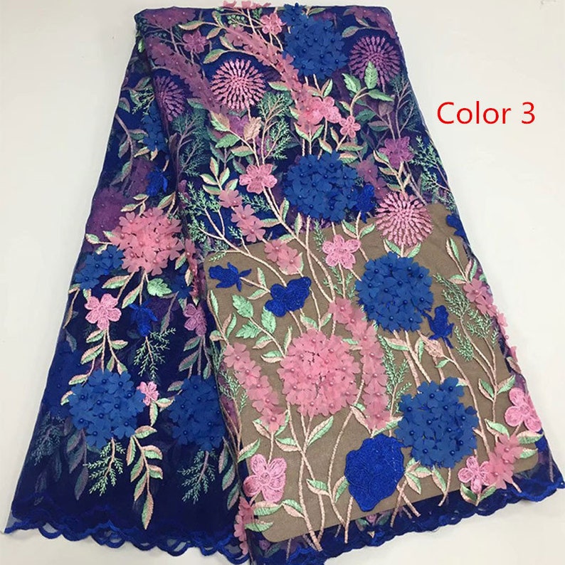 5 yardslot French lace fabric for wedding High quality bridal lace fabric in 3D flower embroidery lace