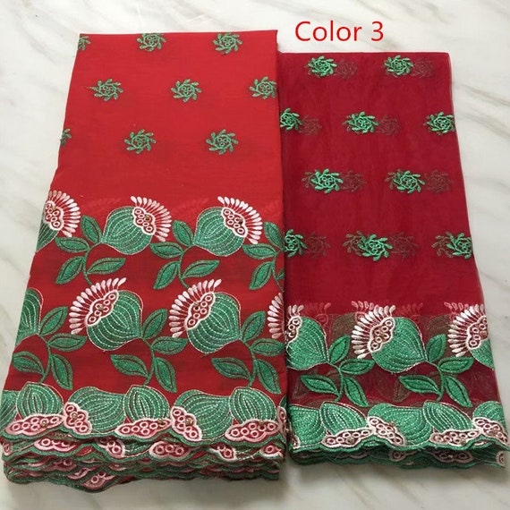 Tissu africain de dentelle en tissu tissu en Swiss Voile de dentelle en coton de 5 yards un avec chemisier 2 yards dans ensemble pour robe de mariée b14639 Tissu africain de dentelle en tissu tissu en Swiss Voile de dentelle en coton de 5 yards un avec chemisier 2 yards dans ensemble pour robe de mariée b14639
