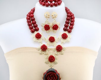 African Beads Jewelry Set, Nigeria fashion wedding jewelry set ,women party necklace set