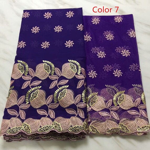 Tissu africain de dentelle en tissu tissu en Swiss Voile de dentelle en coton de 5 yards un avec chemisier 2 yards dans ensemble pour robe de mariée b14639 Tissu africain de dentelle en tissu tissu en Swiss Voile de dentelle en coton de 5 yards un avec chemisier 2 yards dans ensemble pour robe de mariée b14639