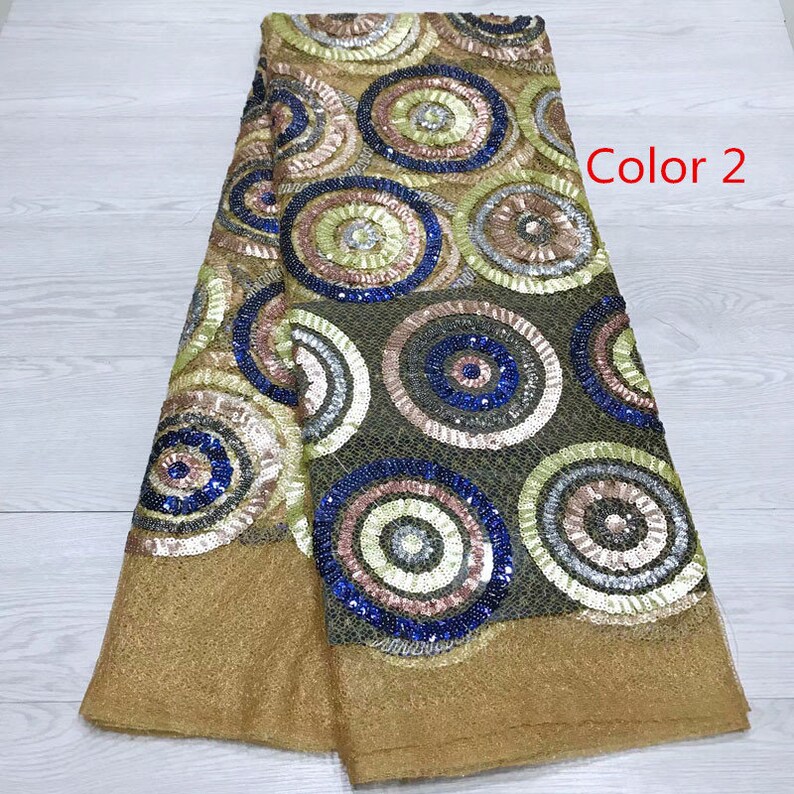 tulle lace fabric for wedding dress 2019 fashion design high quality sequins lace fabric 5 yardslot