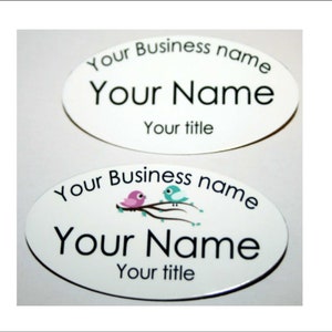 Personalised Oval Name Badge 6.6x3.5cm Work Badge pin/mag logo custom made tag, Name Tag