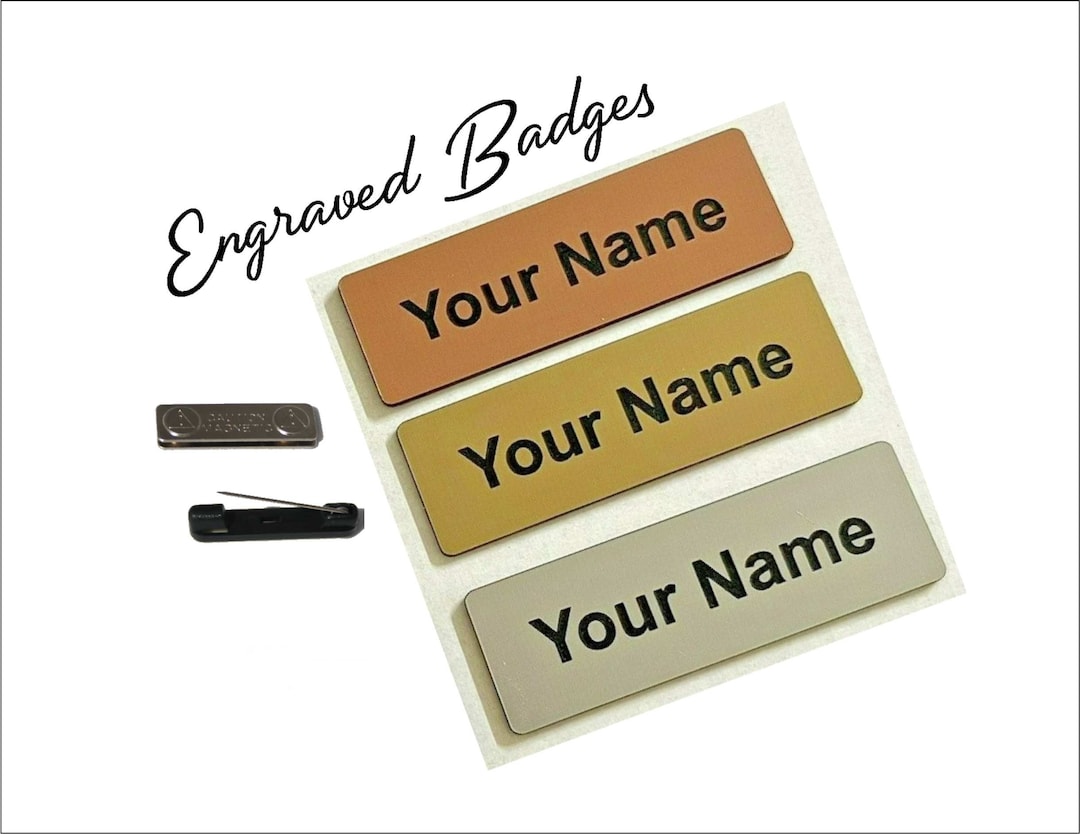 Personalised Laser Engraved Name Badge Custom Pin Work Tag