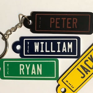 Personalised Key Chain Number Plate Rego Style Car Keyring Tag Engraved Any Name