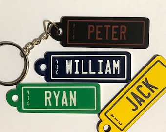 Personalised Key Chain Number Plate Rego Style Car Keyring Tag Engraved Any Name