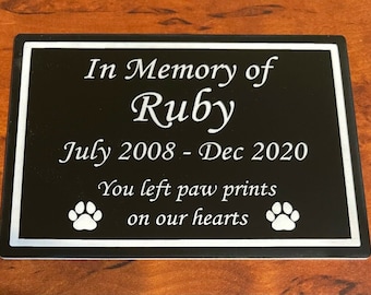 Personalised Pet Memorial Plaque Durable Outdoor Name Plate Dog Cat Grave Marker, Indoor Memorial Plaque, Custom Engraved Plaque