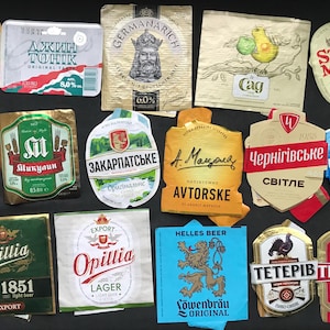 Mixed Ukraine Beer Labels Set of 30 Collectible Beer Labels, Etiquetas de Cerveza, Etiquettes de Bière, Bieretiketten