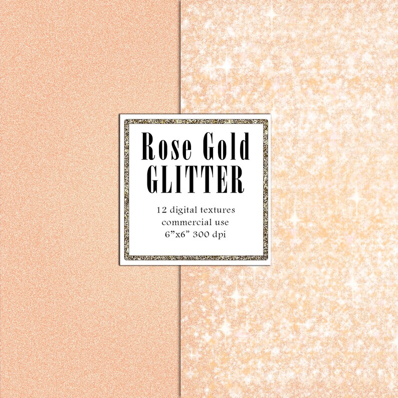 Rose Gold Glitter Paper Pack Digital Paper Glitter Texture Blush Foil for Scrapbook Card Making Decoupage Shine Pattern Background Pink Foil