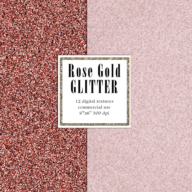 Rose Gold Glitter Paper Pack Digital Paper Glitter Texture Blush Foil for Scrapbook Card Making Decoupage Shine Pattern Background Pink Foil