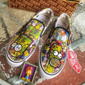 Rare Vans Off the Wall Bart Simpson color bloque cuero slip on | Etsy México